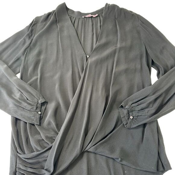 Calypso St. Barth Ruth Black Surplice Silk Blouse, Size Small - Picture 6 of 10